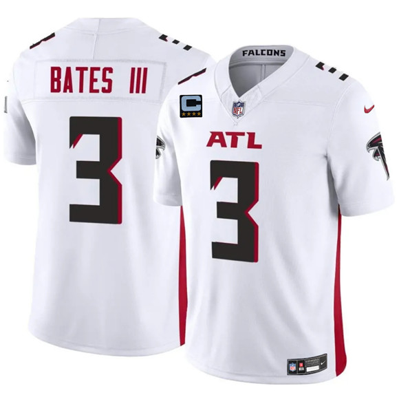 Men's Atlanta Falcons #3 Jesse Bates III White 2025 F.U.S.E With 4-Star C Patch Vapor Untouchable Limited Football Stitched Jersey