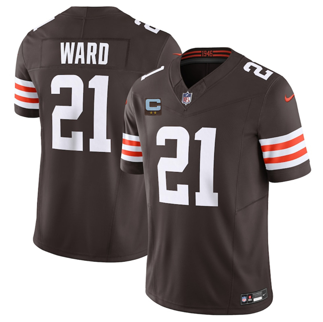 Men's Cleveland Browns #21 Denzel Ward Brown 2025 F.U.S.E. With 2-Star C Patch Vapor Limited Stitched Football Jersey