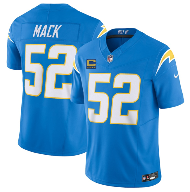 Men's Los Angeles Chargers #52 Khalil Mack Blue 2025 F.U.S.E With 4-Star C Patch Vapor Limited Stitched Football Jersey