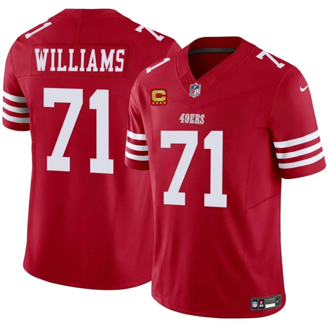 Men's San Francisco 49ers #71 Trent Williams Red 2025 F.U.S.E. With 4-Star C Patch Vapor Untouchable Limited Stitched Football Jersey