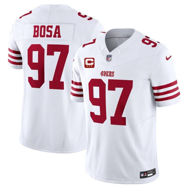 Men's San Francisco 49ers #97 Nick Bosa White 2025 F.U.S.E. With 3-Star C Patch Vapor Untouchable Limited Stitched Football Jersey