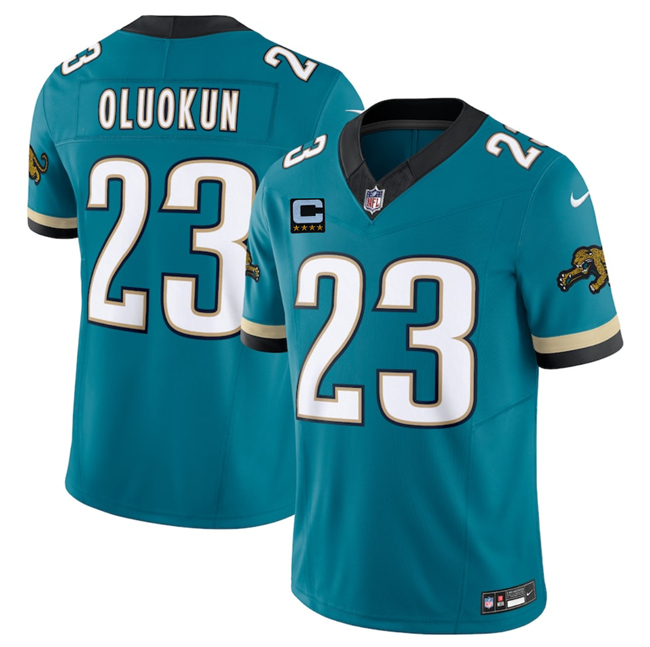 Men's Jacksonville Jaguars #23 Foye Oluokun Teal 2025 F.U.S.E. With 4-Star C Patch Prowler Throwback Vapor Limited Football Stitched Jersey