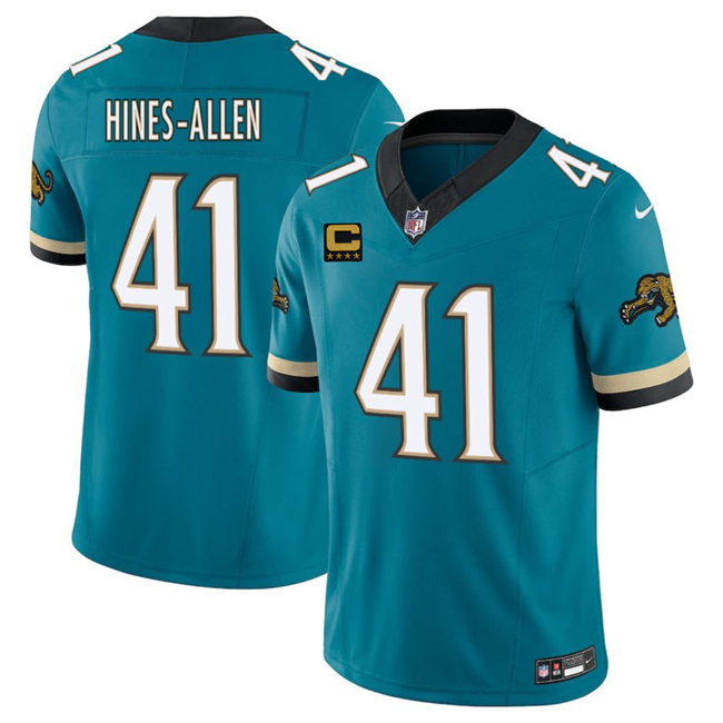 Men's Jacksonville Jaguars #41 Josh Hines-Allen Teal 2025 F.U.S.E. With 4-Star C Patch Prowler Throwback Vapor Limited Football Stitched Jersey
