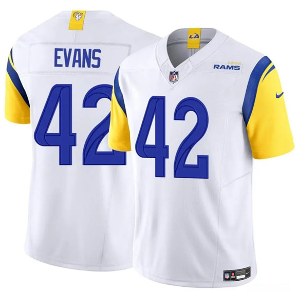 Men's Los Angeles Rams #42 Ethan Evans White 2025 F.U.S.E. Vapor Untouchable Football Stitched Jersey