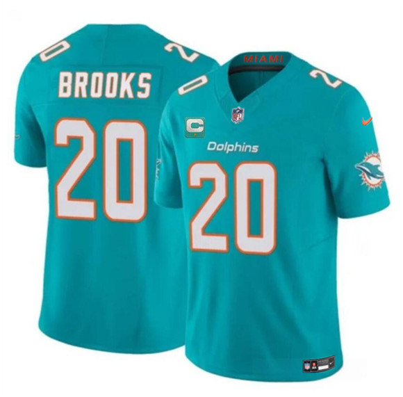 Men's Miami Dolphins #20 Jordyn Brooks Aqua 2025 F.U.S.E. With 1-Star C Patch Vapor Limited Football Stitched Jersey