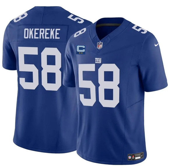 Men's New York Giants #58 Bobby Okereke Blue 2025 F.U.S.E. With 2-Star C Patch Vapor Untouchable Limited Football Stitched Jersey