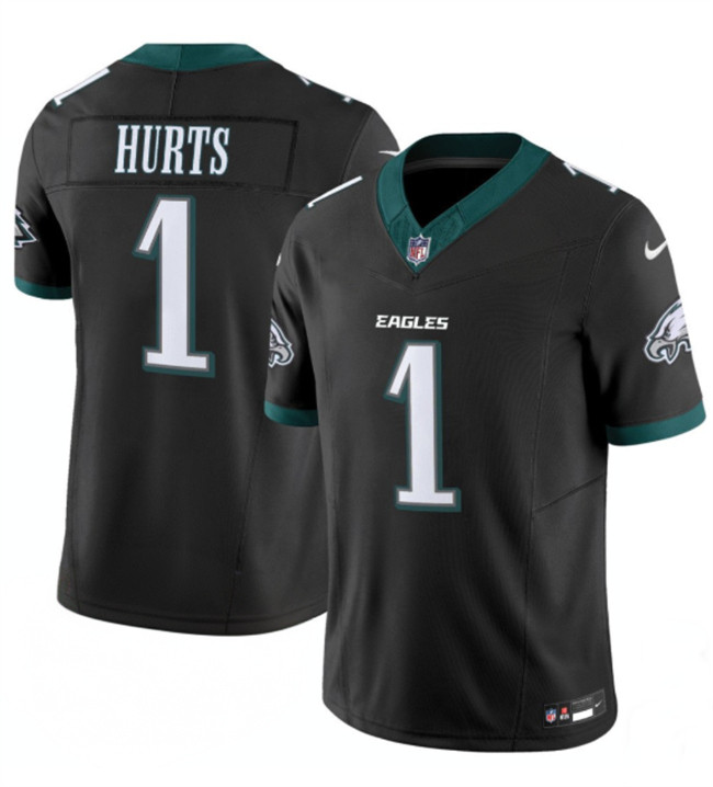 Men's Philadelphia Eagles #1 Jalen Hurts Black 2024 New F.U.S.E. Vapor Untouchable Limited Football Stitched Jersey