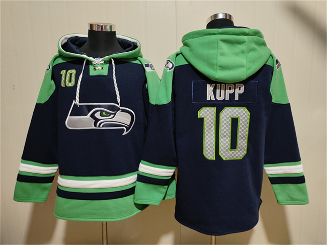 Men's Seattle Seahawks #10 Cooper Kupp Navy Green Ageless Must-Have Lace-Up Pullover Hoodie