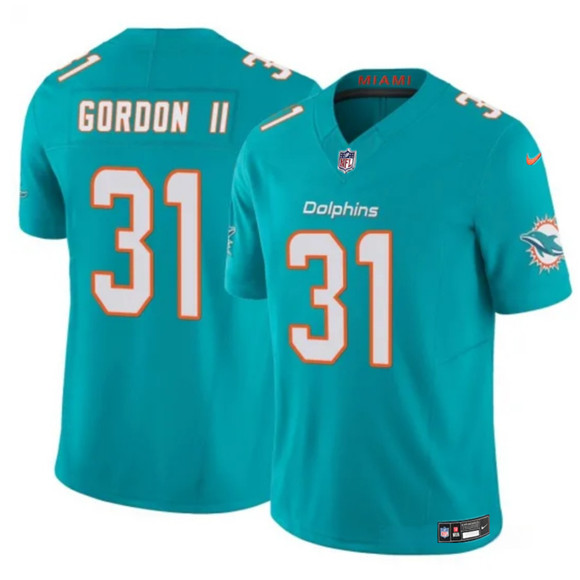 Men's Miami Dolphins #31 Ollie Gordon II Aqua 2025 F.U.S.E. Vapor Limited Football Stitched Jersey