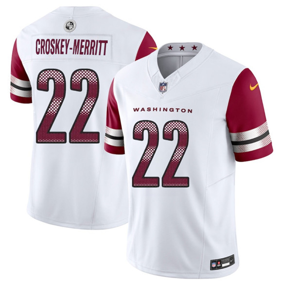Men's Washington Commanders #22 Jacory Croskey-Merritt White 2025 F.U.S.E. Vapor Limited Football Stitched Jersey