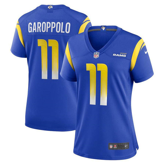 Women's Los Angeles Rams #11 Jimmy Garoppolo Royal Stitched Game Jersey(Run Small)