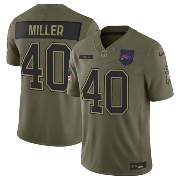 Men's Buffalo Bills #40 Von Miller Olive 2025 Salute to Service Limited Football Stitched Jersey