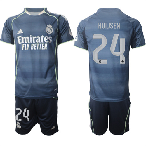 Men's Real Madrid #24 HUIJSEN 2025-26 Away Adidas Soccer Suit Jerseys