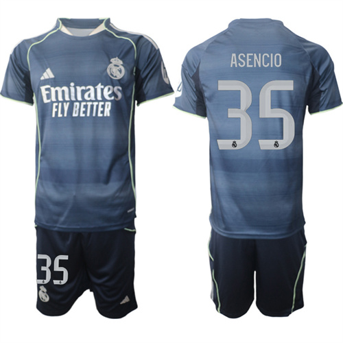 Men's Real Madrid #35 ASENCIO 2025-26 Away Adidas Soccer Suit Jerseys