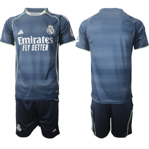 Men's Real Madrid Blank 2025-26 Away Adidas Soccer Suit Jerseys