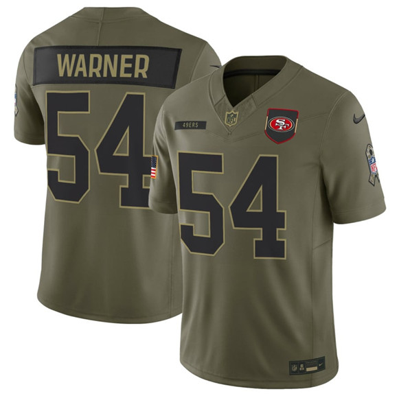 Men's San Francisco 49ers #54 Fred Warner Olive 2025 Salute to Service Limited Football Stitched Jersey