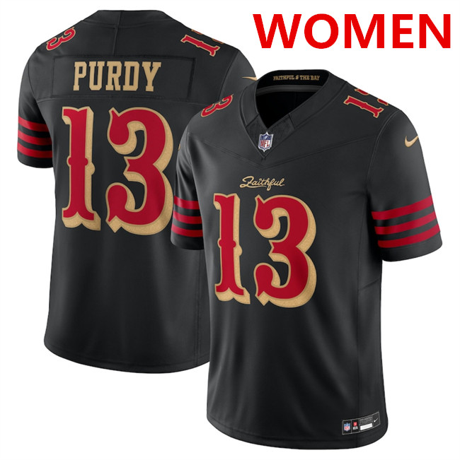 Women's San Francisco 49ers #13 Brock Purdy Black 2025 F.U.S.E. “Rivalries” Vapor Limited Stitched Football Jersey(Run Small)