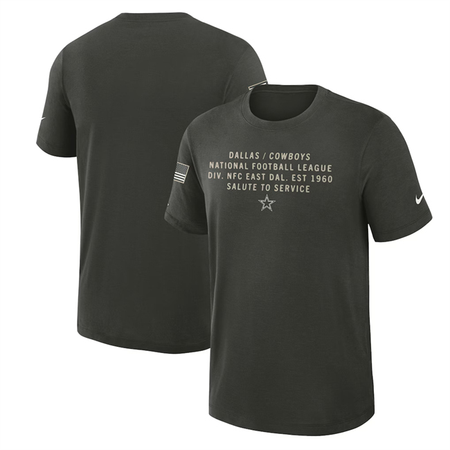 Men's Dallas Cowboys Dark Green 2025 Salute to Service Sideline Slub Dri-FIT T-Shirt