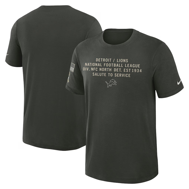 Men's Detroit Lions Dark Green 2025 Salute to Service Sideline Slub Dri-FIT T-Shirt