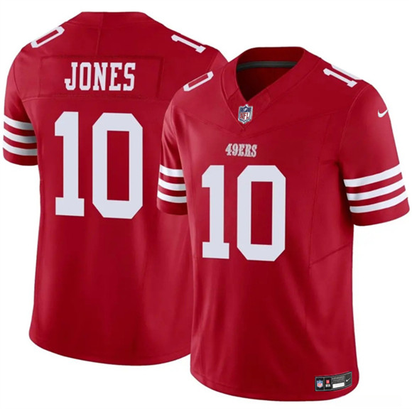 Men's San Francisco 49ers #10 Mac Jones Red 2025 F.U.S.E. Vapor Untouchable Limited Football Stitched Jersey
