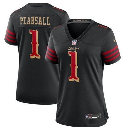 Women's San Francisco 49ers #1 Ricky Pearsall Black 2025 F.U.S.E. “Rivalries” Vapor Limited Stitched Football Jersey