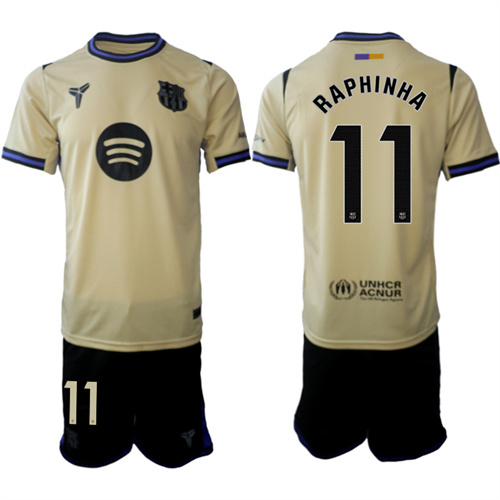 Men's Barcelona #11 RAPHINHA 2025-26 Away Suit Soccer Jerseys