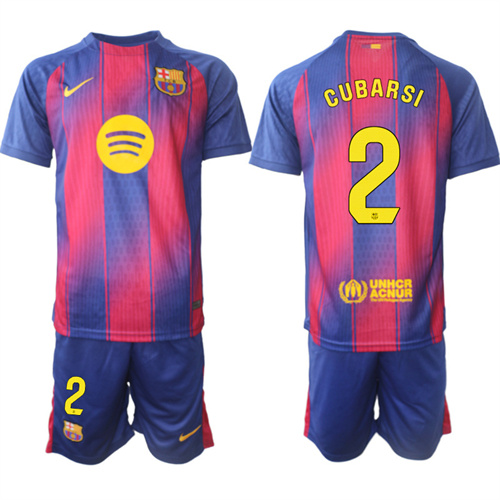 Men's Barcelona #2 CUBARSI 2025-26 Home Red Suit Soccer Jerseys