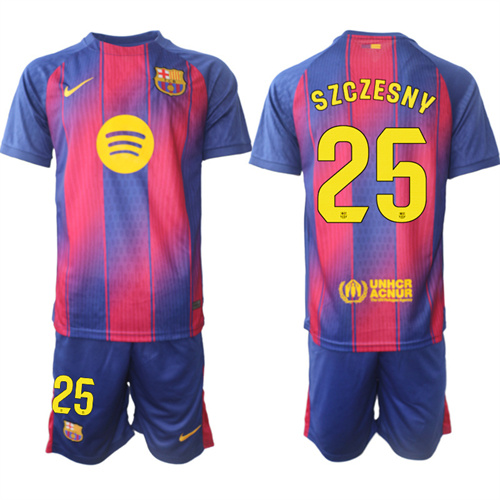 Men's Barcelona #25 SZCZESNY 2025-26 Home Red Suit Soccer Jerseys