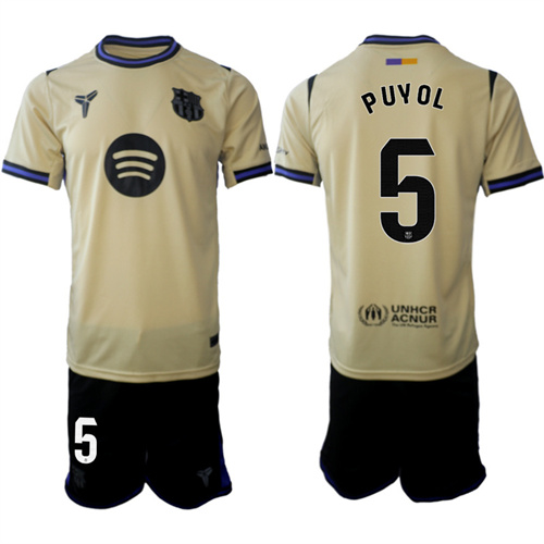 Men's Barcelona #5 PUYOL 2025-26 Away Suit Soccer Jerseys