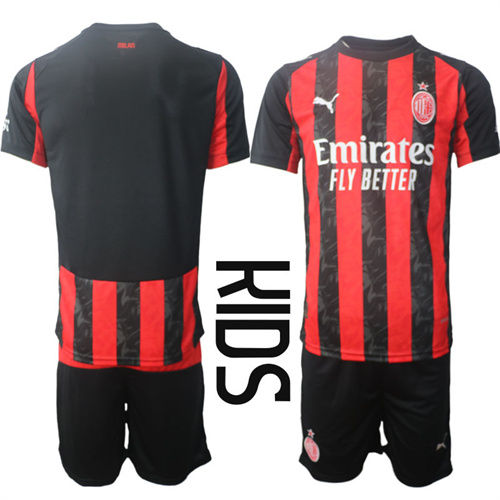 Kids AC MILAN Blank Home 2025-26 kids Suit Soccer Jerseys