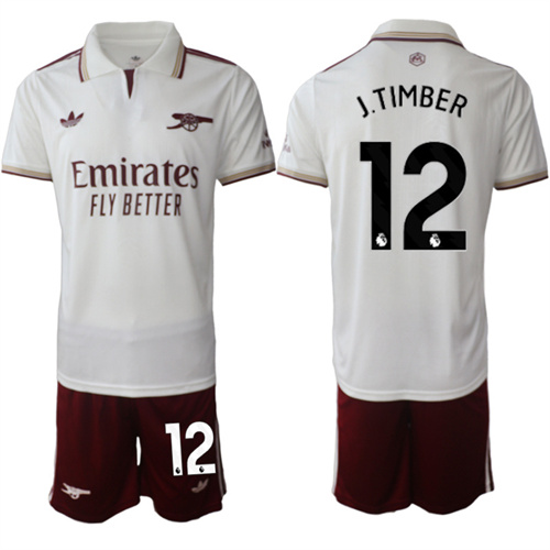 Men's Arsenal #12 J.TIMBER 2025-26 Away 2nd Suit Soccer Jerseys
