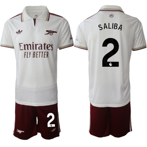 Men's Arsenal #2 SALIBA 2025-26 Away 2nd Suit Soccer Jerseys