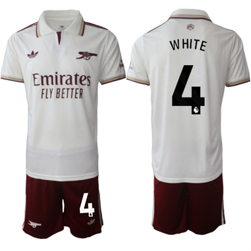 Men's Arsenal #4 WHITE 2025-26 Away 2nd Suit Soccer Jerseys