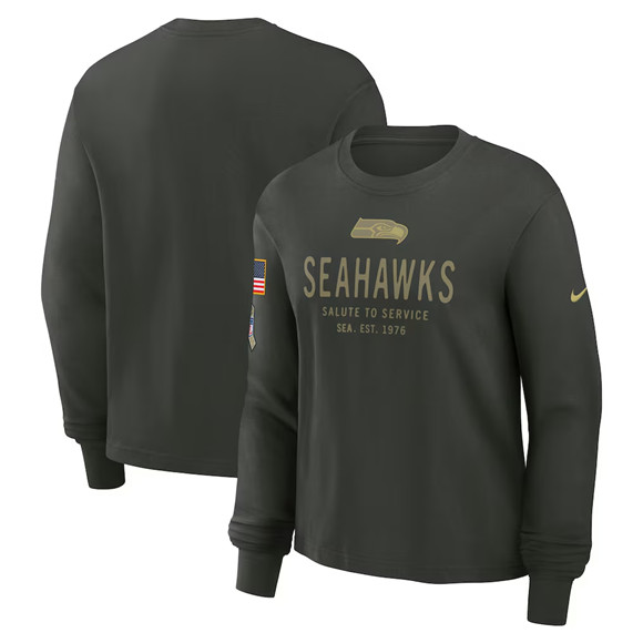 Men's Seattle Seahawks Dark Green 2025 Salute to Service Sideline Dri-FIT Long Sleeve T-Shirt