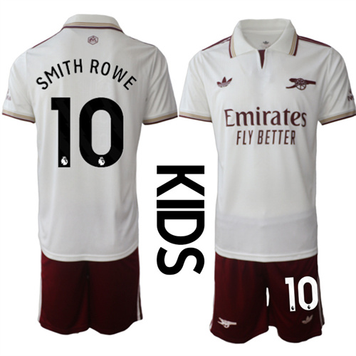 Youth Arsenal #10 SMITH ROWE 2025-26 Away 2nd Kids Suit Soccer Jerseys