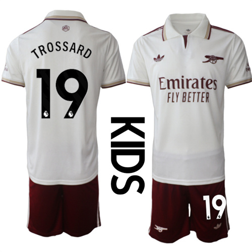 Youth Arsenal #19 TROSSARD 2025-26 Away 2nd Kids Suit Soccer Jerseys