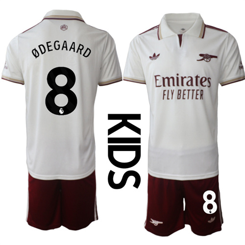 Youth Arsenal #8 ODEGAARD 2025-26 Away 2nd Kids Suit Soccer Jerseys