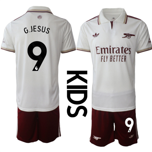 Youth Arsenal #9 G.JESUS 2025-26 Away 2nd Kids Suit Soccer Jerseys