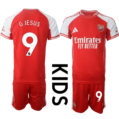 Youth Arsenal #9 G.JESUS 2025-26 home Kids Suit Soccer Jerseys