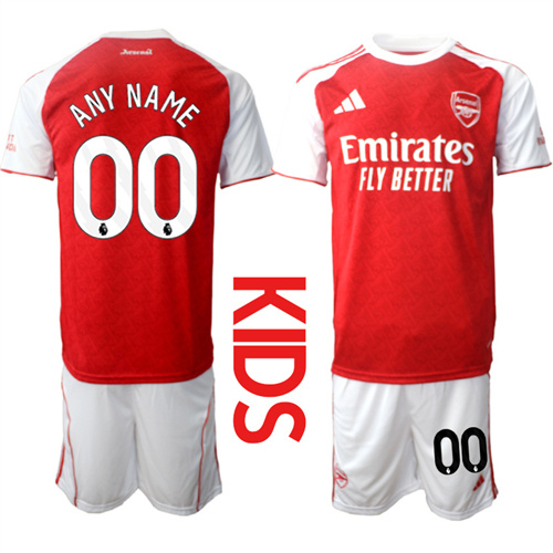 Youth Arsenal Custom Any Name And Number 2025-26 home Kids Suit Soccer Jerseys