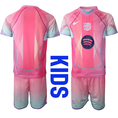 Youth FC Barcelona Special Edition Pink Kids Suit Soccer Jerseys