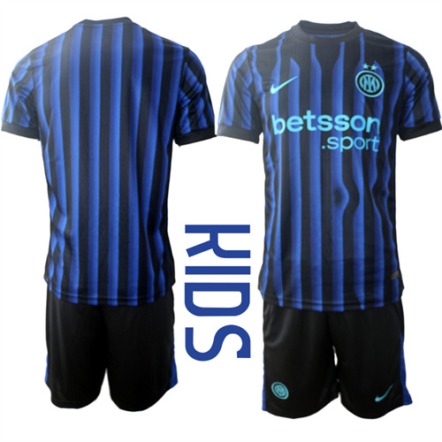 Youth Internazionale Blank 2025-26 home Kids Suit Soccer Jerseys