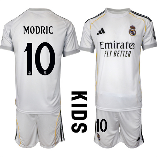 Youth Real Madrid #10 MODRIC 2025-26 home Kids Suit Soccer Jerseys