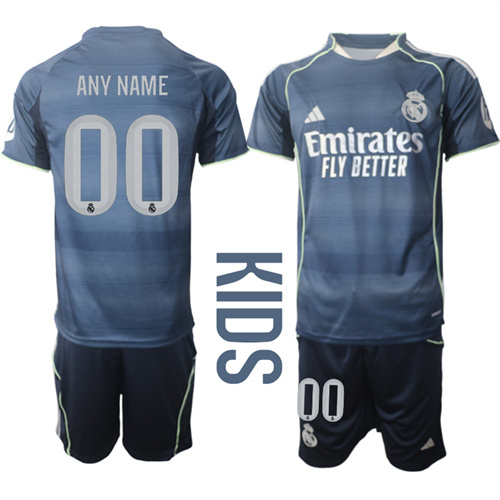 Youth Real Madrid Custom Any Name And Number 2025-26 away Kids Suit Soccer Jerseys