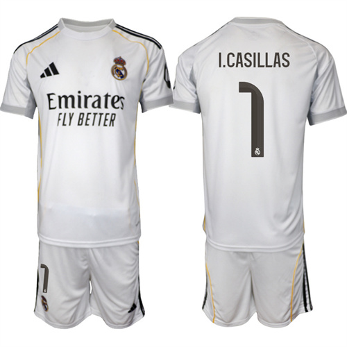 Men's Real Madrid #1 I.CASILLAS 2025-26 home Suit Soccer Jerseys