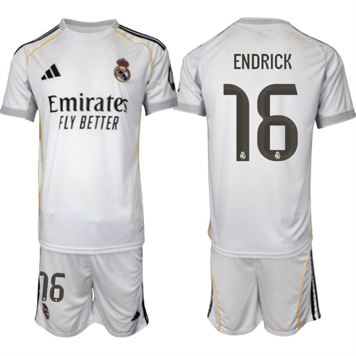 Men's Real Madrid #16 ENDRICK 2025-26 home Suit Soccer Jerseys