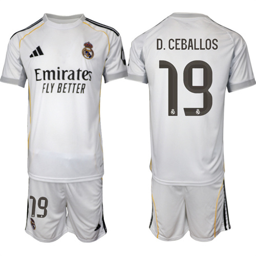 Men's Real Madrid #19 D. CEBALLOS 2025-26 home Suit Soccer Jerseys