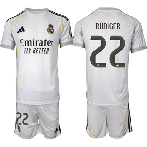 Men's Real Madrid #22 RUDIGER 2025-26 home Suit Soccer Jerseys