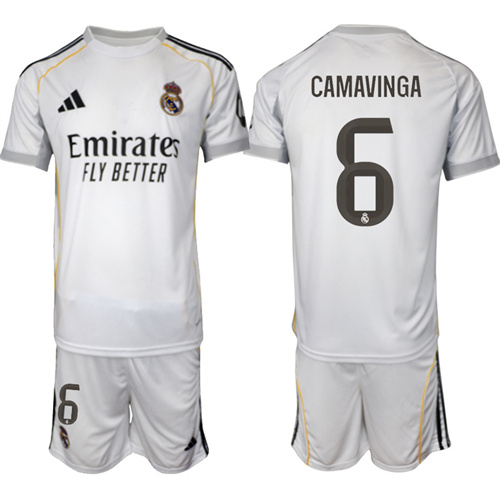 Men's Real Madrid #6 CAMAVINGA 2025-26 home Suit Soccer Jerseys