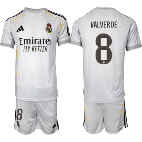 Men's Real Madrid #8 VALVERDE 2025-26 home Suit Soccer Jerseys